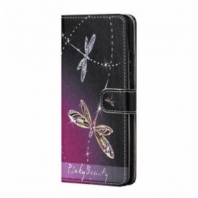 Flip Case Xiaomi Redmi 10 Suojaketju Kuori Strappy Dragonflies