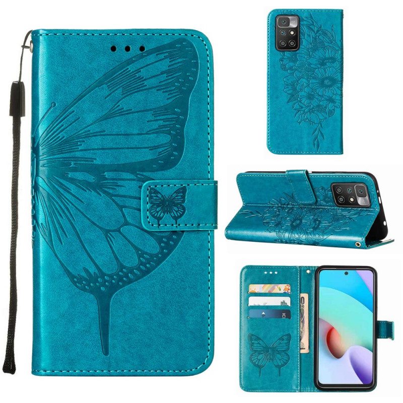 Kotelot Xiaomi Redmi 10 Butterfly Design Kaulanauhalla