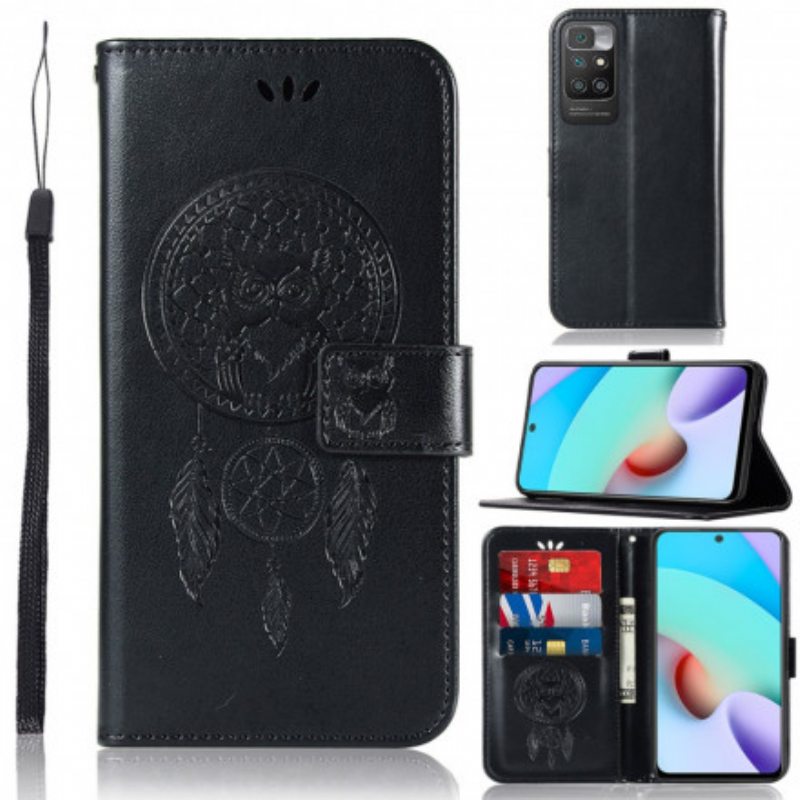 Kotelot Xiaomi Redmi 10 Nahkaefekti Dreamcatcher Owl