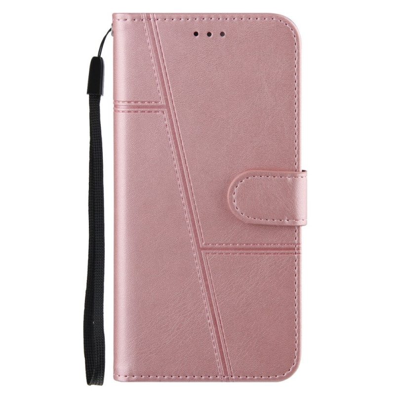 Kotelot Xiaomi Redmi 10 Suojaketju Kuori Strappy Geometric Leather Style