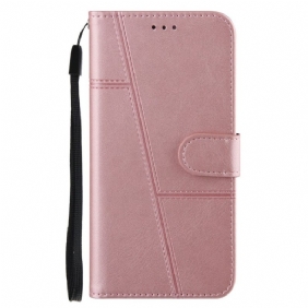 Kotelot Xiaomi Redmi 10 Suojaketju Kuori Strappy Geometric Leather Style