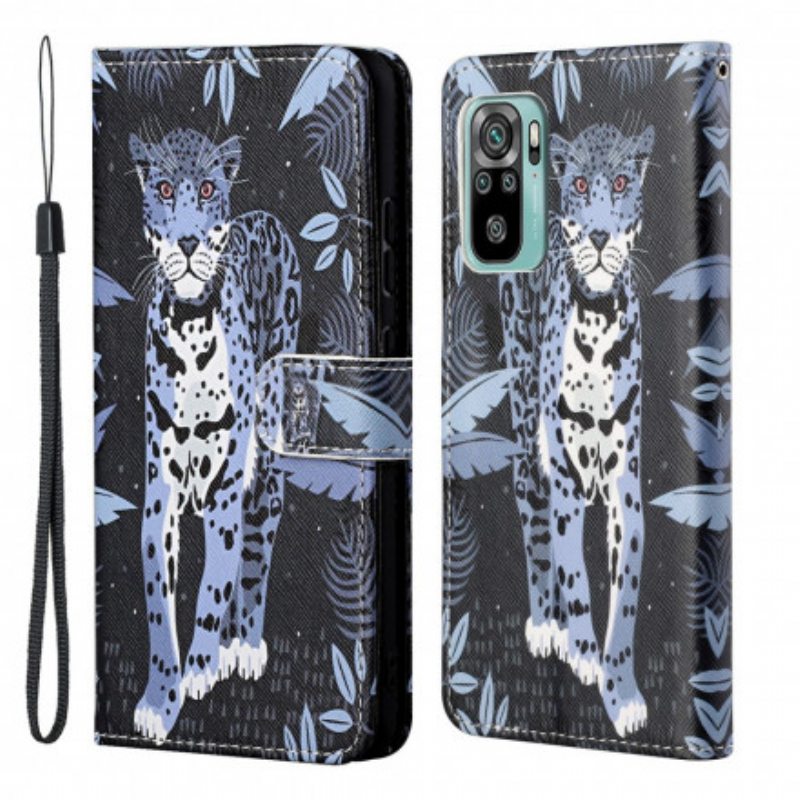 Kotelot Xiaomi Redmi 10 Suojaketju Kuori Strappy Leopard