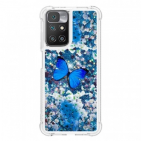 Kuori Xiaomi Redmi 10 Glitter Blue Perhoset