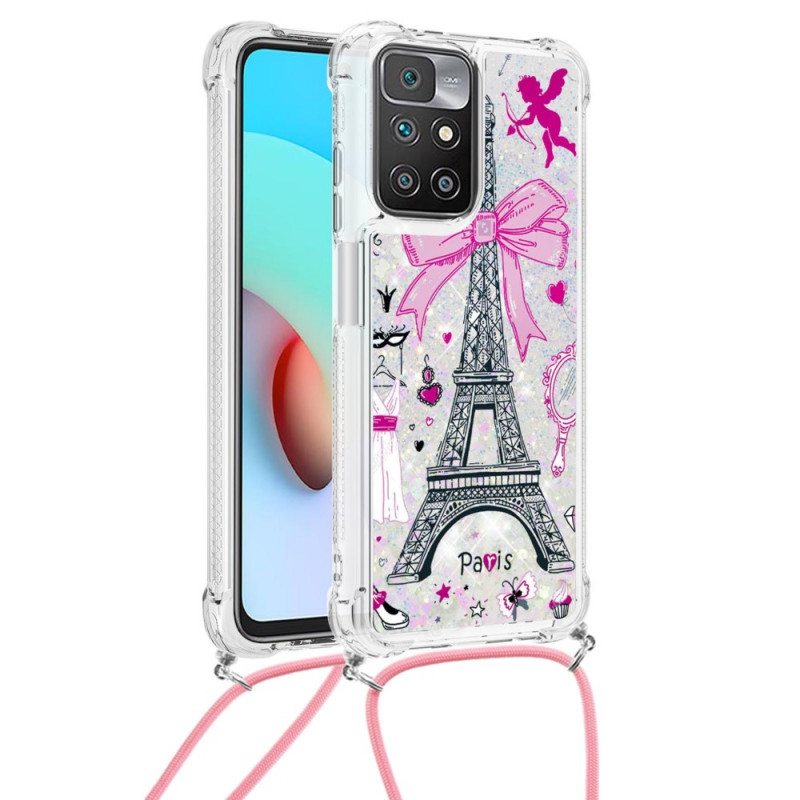 Kuori Xiaomi Redmi 10 Kiristysnyörillä Cordon Eiffel Towerissa