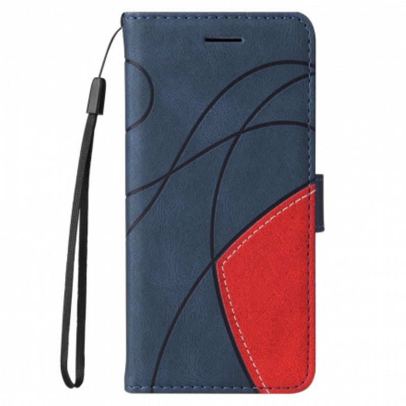 Nahkakotelo Xiaomi Redmi 10 Kaksisävyinen Signature Faux Leather