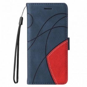 Nahkakotelo Xiaomi Redmi 10 Kaksisävyinen Signature Faux Leather