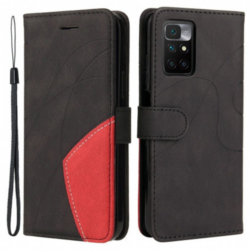 Nahkakotelo Xiaomi Redmi 10 Kaksisävyinen Signature Faux Leather