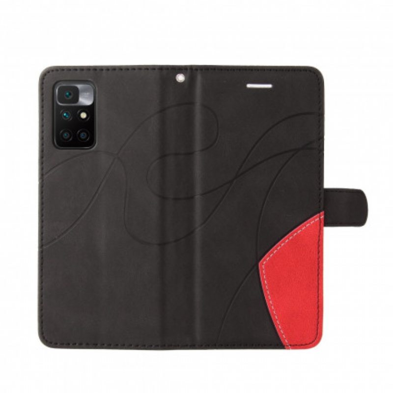 Nahkakotelo Xiaomi Redmi 10 Kaksisävyinen Signature Faux Leather