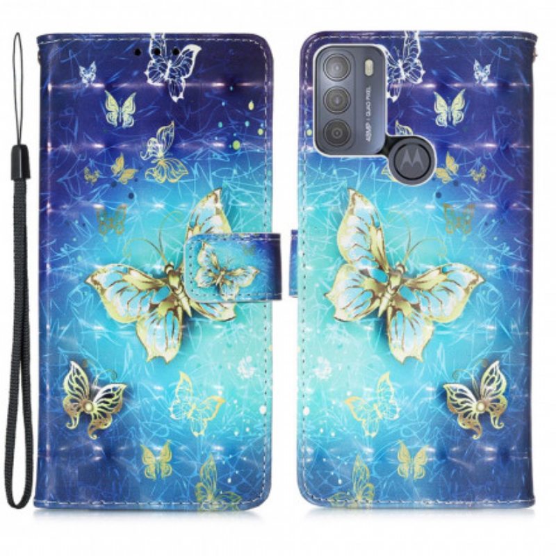 Kotelot Moto G50 Golden Butterflies Kaulanauha