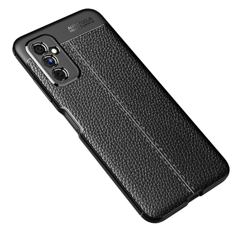 Case Samsung Galaxy M52 5G Kaksilinjainen Litsi-nahkaefekti