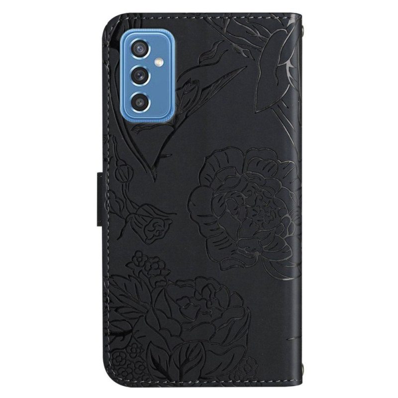 Flip Case Samsung Galaxy M52 5G Ruusukuvioita