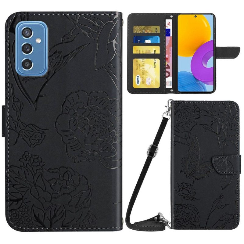 Flip Case Samsung Galaxy M52 5G Ruusukuvioita