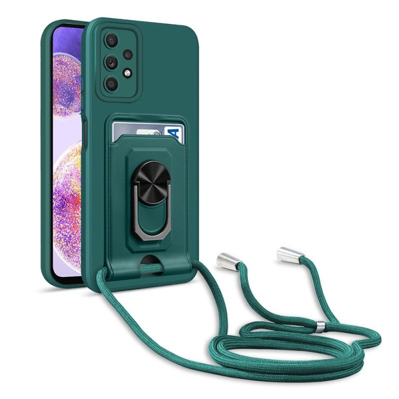 Case Samsung Galaxy A32 5G Kiristysnyörillä Korttipidike Kaulanauha Ja Teline