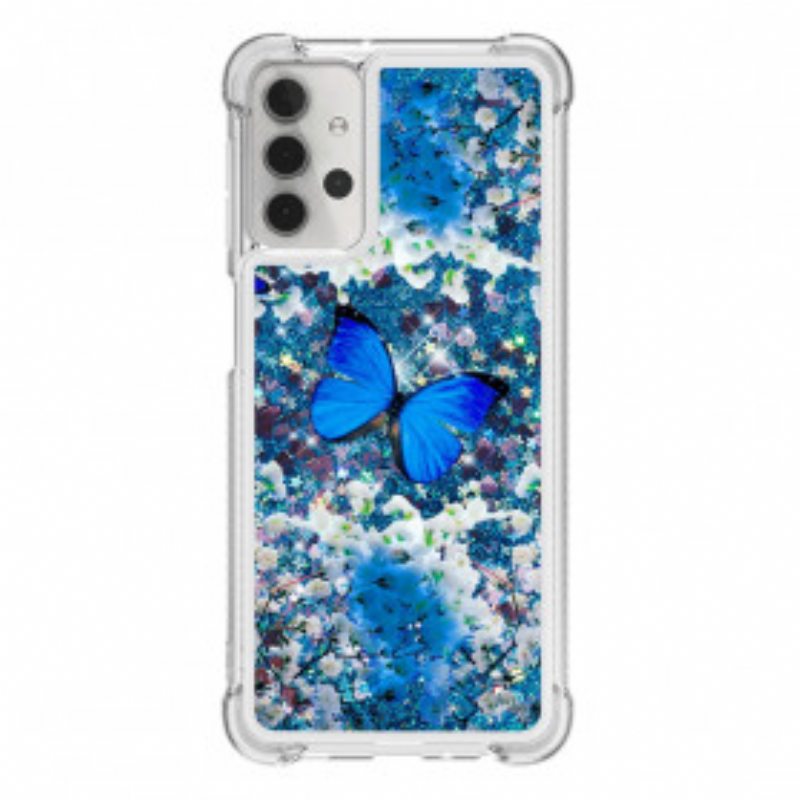 Kuori Samsung Galaxy A32 5G Glitter Blue Perhoset