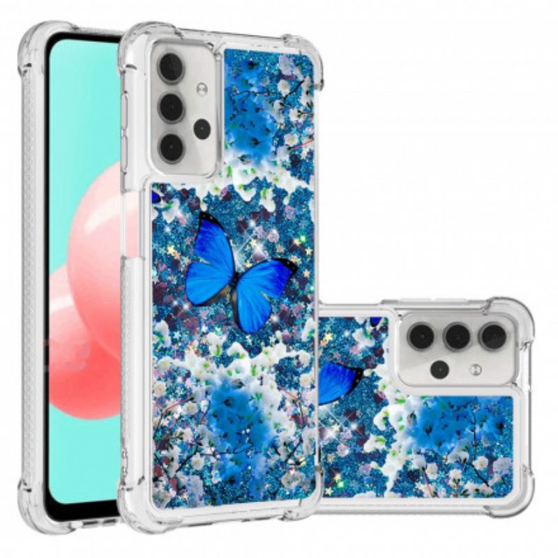 Kuori Samsung Galaxy A32 5G Glitter Blue Perhoset