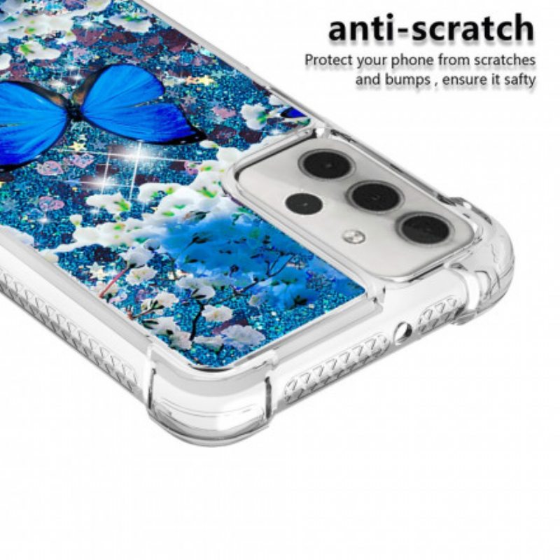 Kuori Samsung Galaxy A32 5G Glitter Blue Perhoset