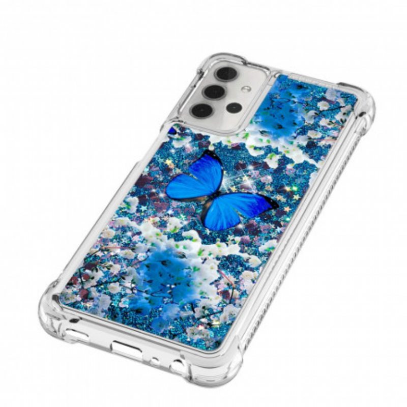 Kuori Samsung Galaxy A32 5G Glitter Blue Perhoset