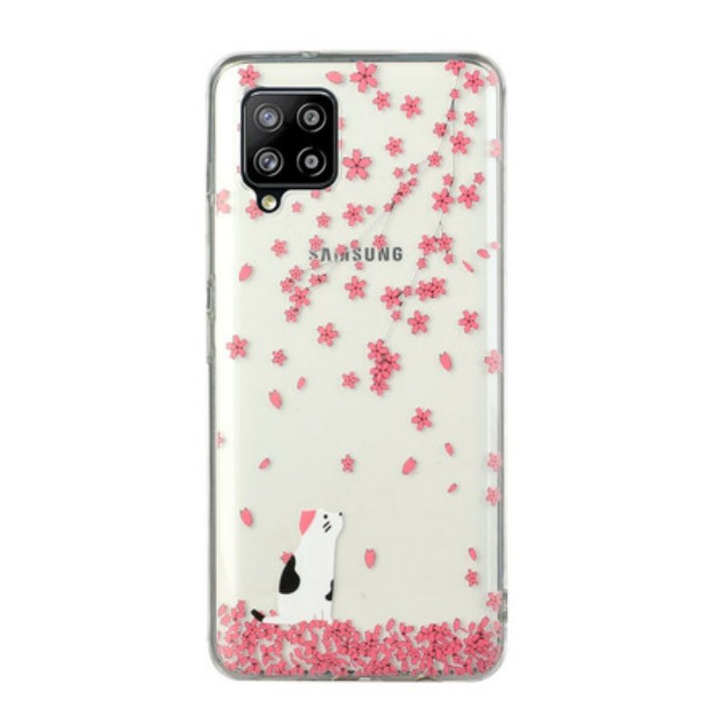 Case Samsung Galaxy M12 / A12 Terälehdet Ja Kissa