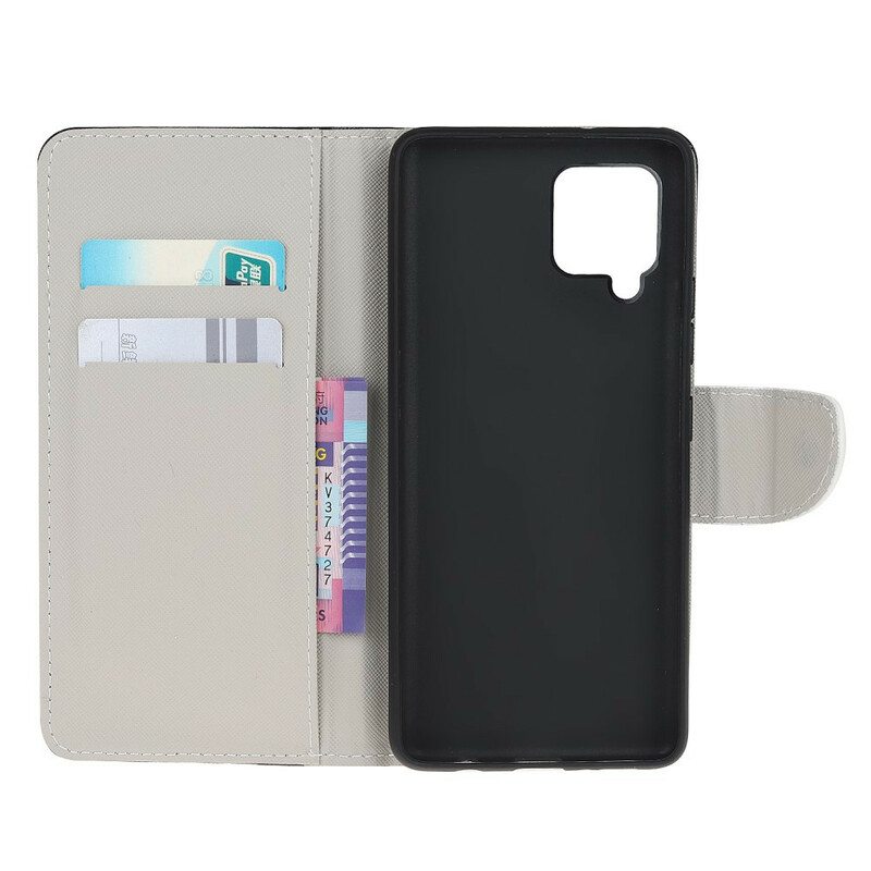 Flip Case Samsung Galaxy M12 / A12 Pysy Rauhallisena Ja Kimaltele