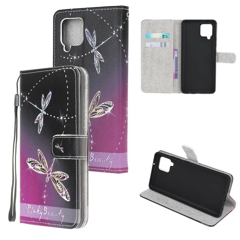 Kotelot Samsung Galaxy M12 / A12 Suojaketju Kuori Strappy Dragonflies