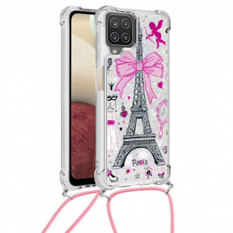 Kuori Samsung Galaxy M12 / A12 Kiristysnyörillä Cordon Eiffel Towerissa