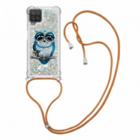 Kuori Samsung Galaxy M12 / A12 Kiristysnyörillä Paljetti Kiristysnyöri Miss Owl