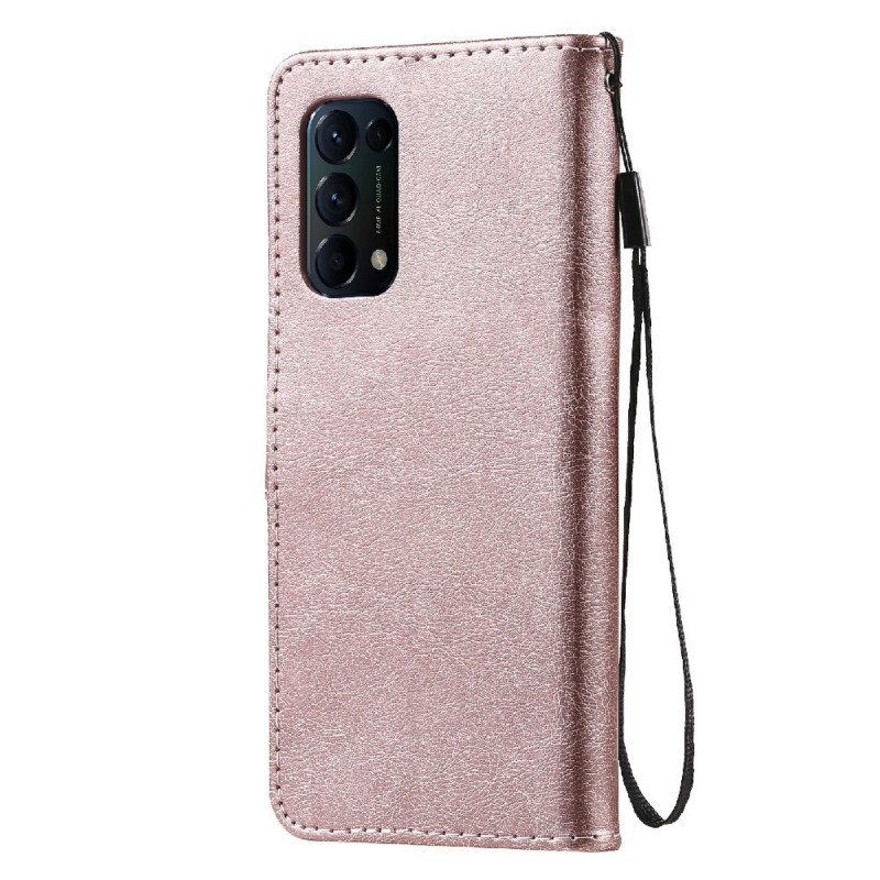 Flip Case Oppo Find X3 Lite Suojaketju Kuori Strappy Leather Effect