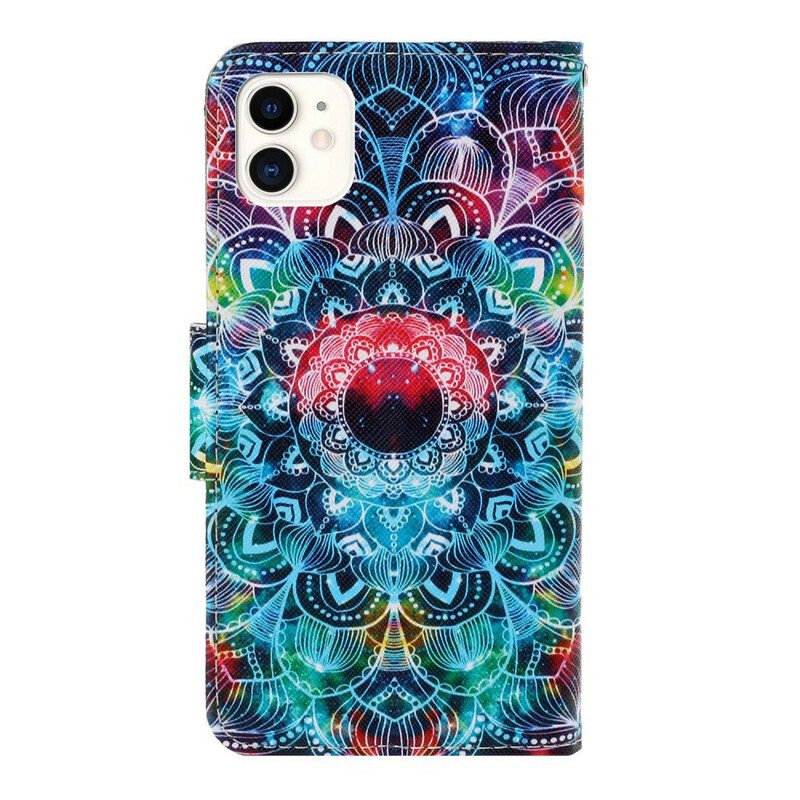 Flip Case iPhone 12 / 12 Pro Suojaketju Kuori Näyttävä Strappy Mandala