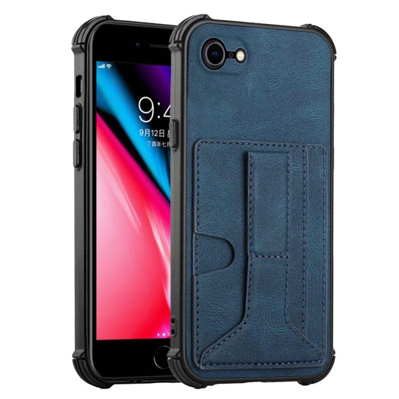 Case iPhone SE 3 / SE 2 / 8 / 7 Nahkainen Teline Ja Korttiteline