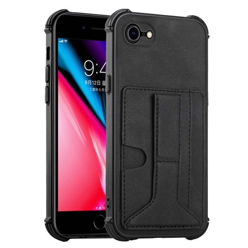 Case iPhone SE 3 / SE 2 / 8 / 7 Nahkainen Teline Ja Korttiteline