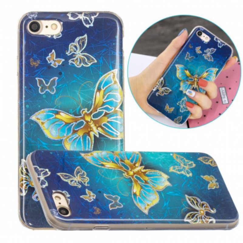 Kuori iPhone SE 3 / SE 2 / 8 / 7 Glitter Design -perhoset