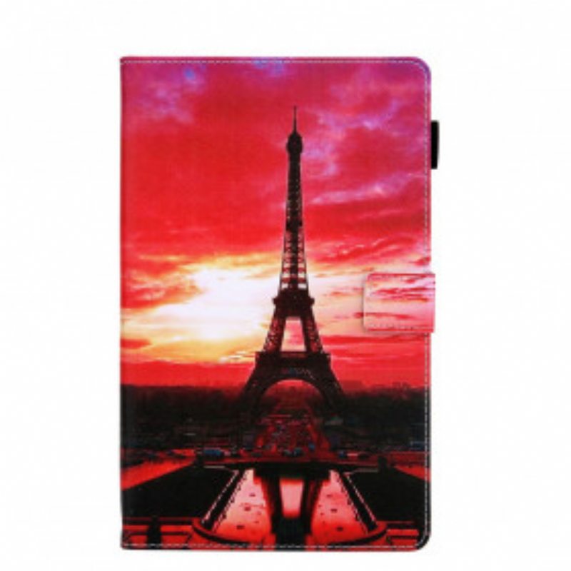 Nahkakotelo Samsung Galaxy Tab A7 (2020) Auringonlaskun Eiffel-torni