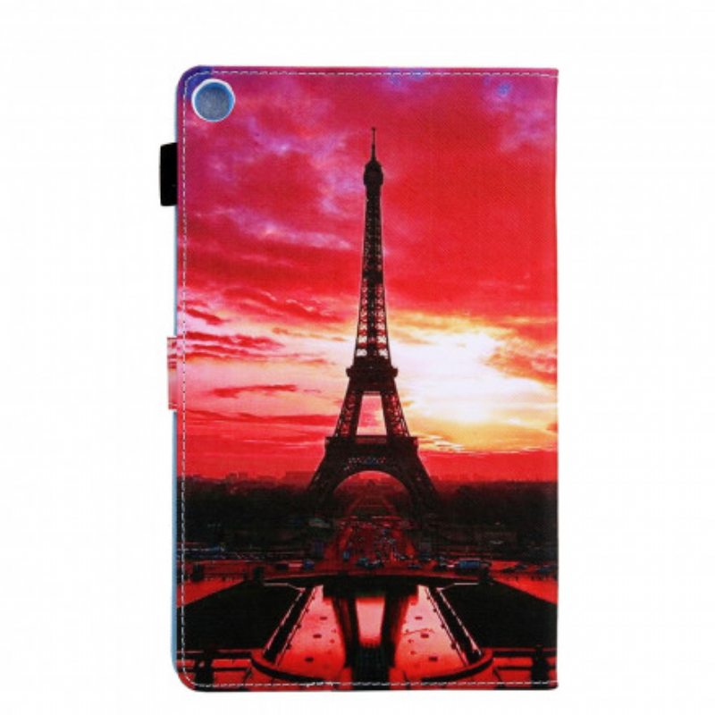 Nahkakotelo Samsung Galaxy Tab A7 (2020) Auringonlaskun Eiffel-torni