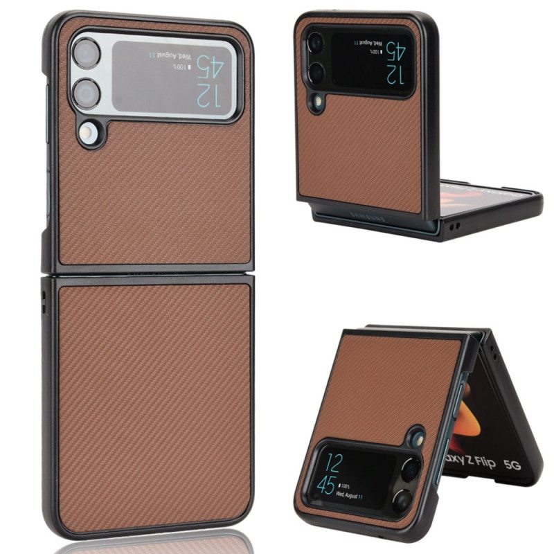 Case Samsung Galaxy Z Flip 4 Kotelot Flip Nahkavaikutteinen Hiilikuiturakenne