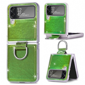 Case Samsung Galaxy Z Flip 4 Kotelot Flip Sähköiset Värit Ja Rengas