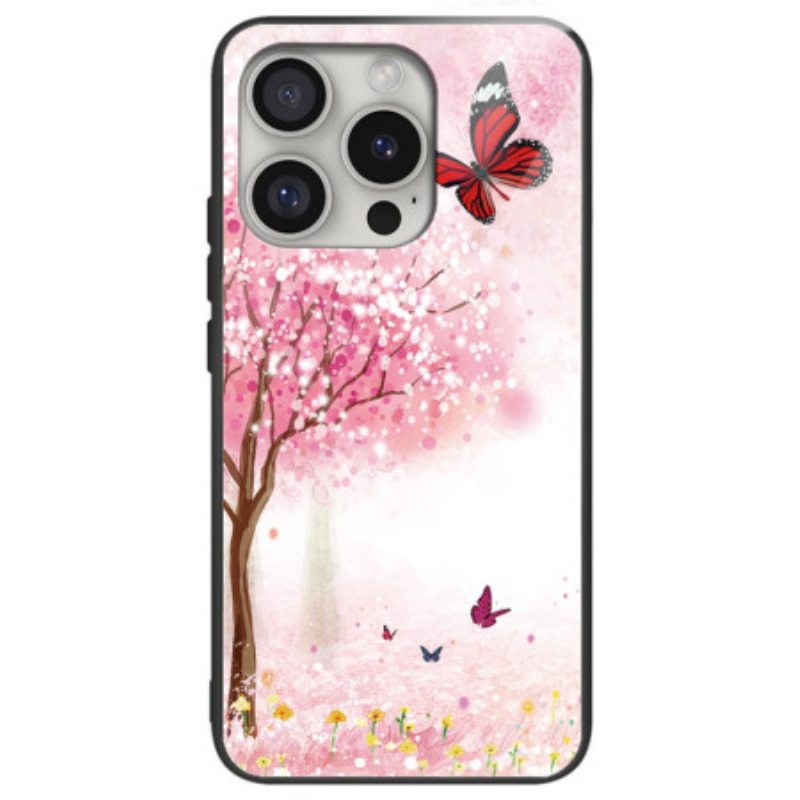 Puhelinkuoret iPhone 16 Pro Max Tempered Glass Cherry Blossoms