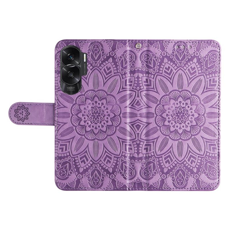 Flip Case Honor 90 Lite Suojaketju Kuori Mandala Hihnalla