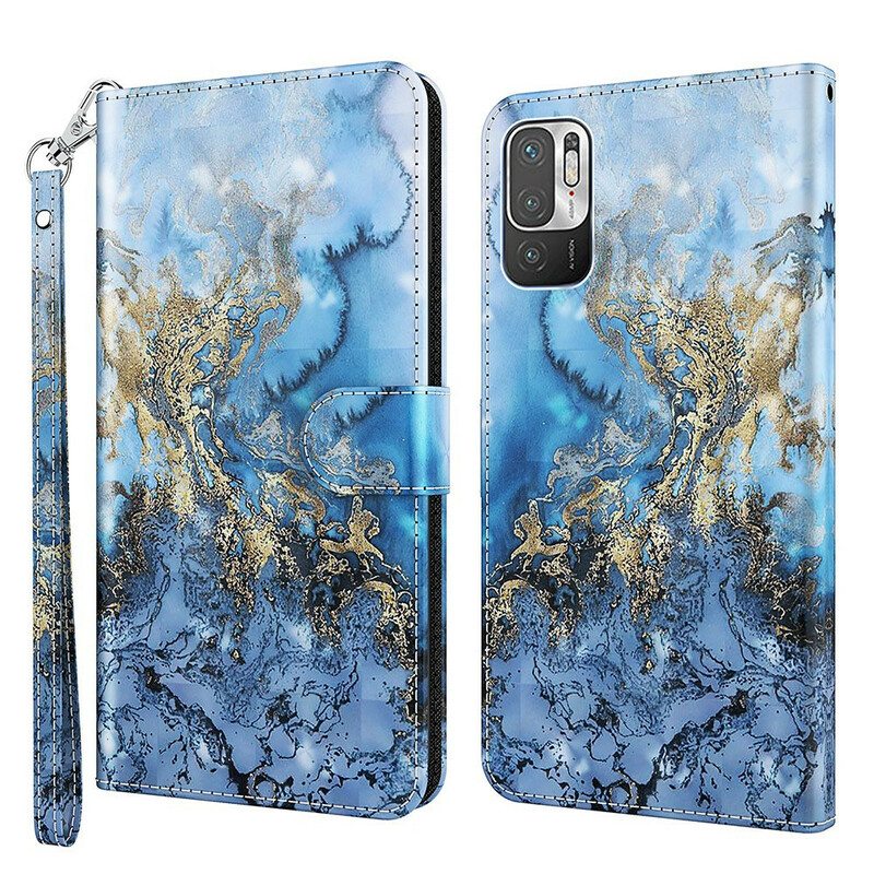 Flip Case Xiaomi Redmi Note 10 5G Marmori Kaulanauhalla