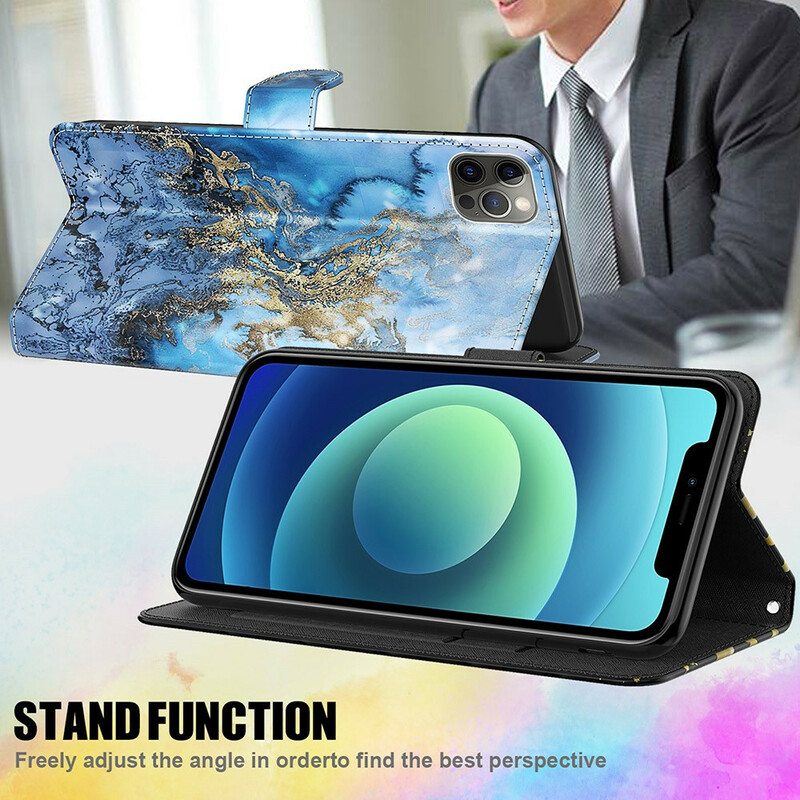 Flip Case Xiaomi Redmi Note 10 5G Marmori Kaulanauhalla