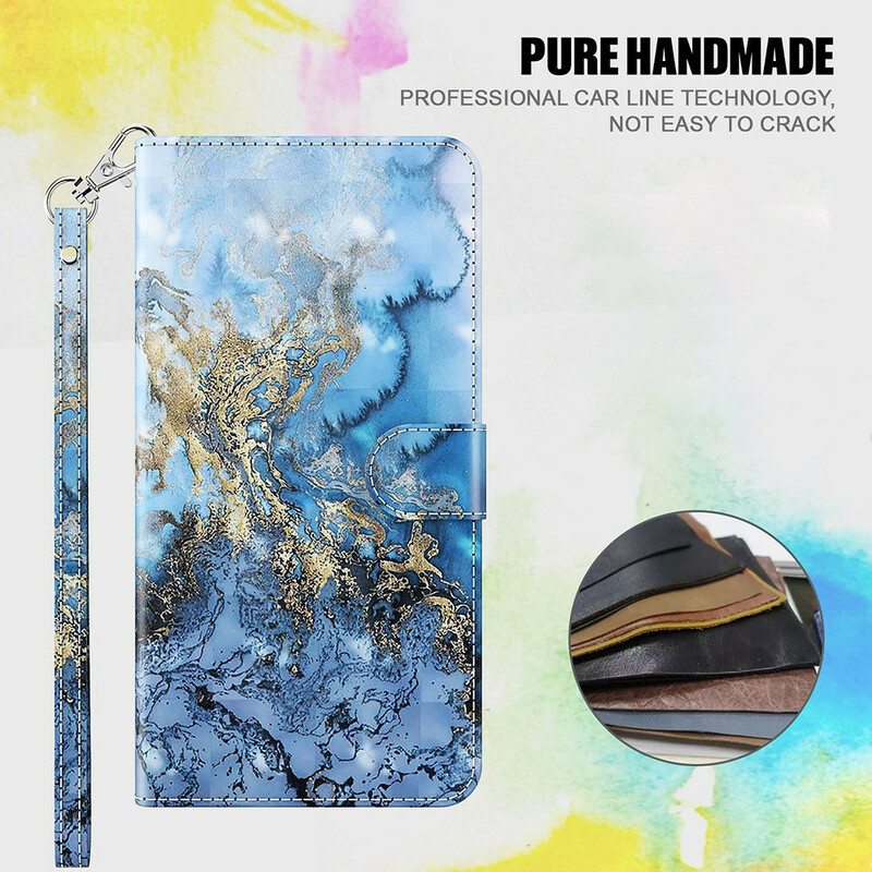 Flip Case Xiaomi Redmi Note 10 5G Marmori Kaulanauhalla