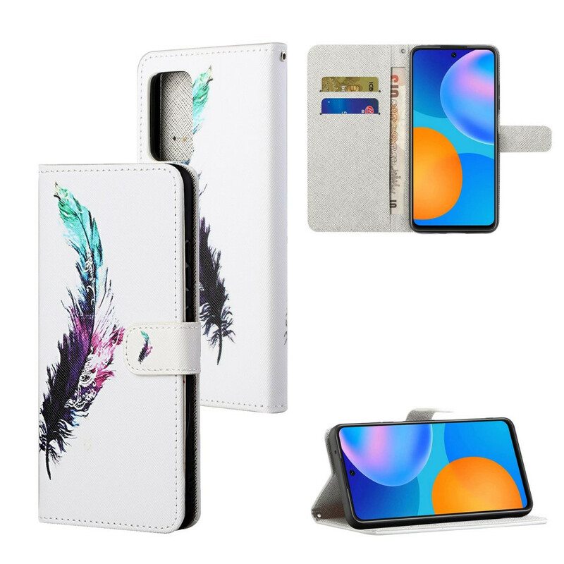 Flip Case Xiaomi Redmi Note 10 5G Suojaketju Kuori Sulka Kaulanauhalla