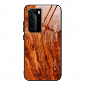 Kuori Huawei P40 Pro Wood Design Karkaistu Lasi