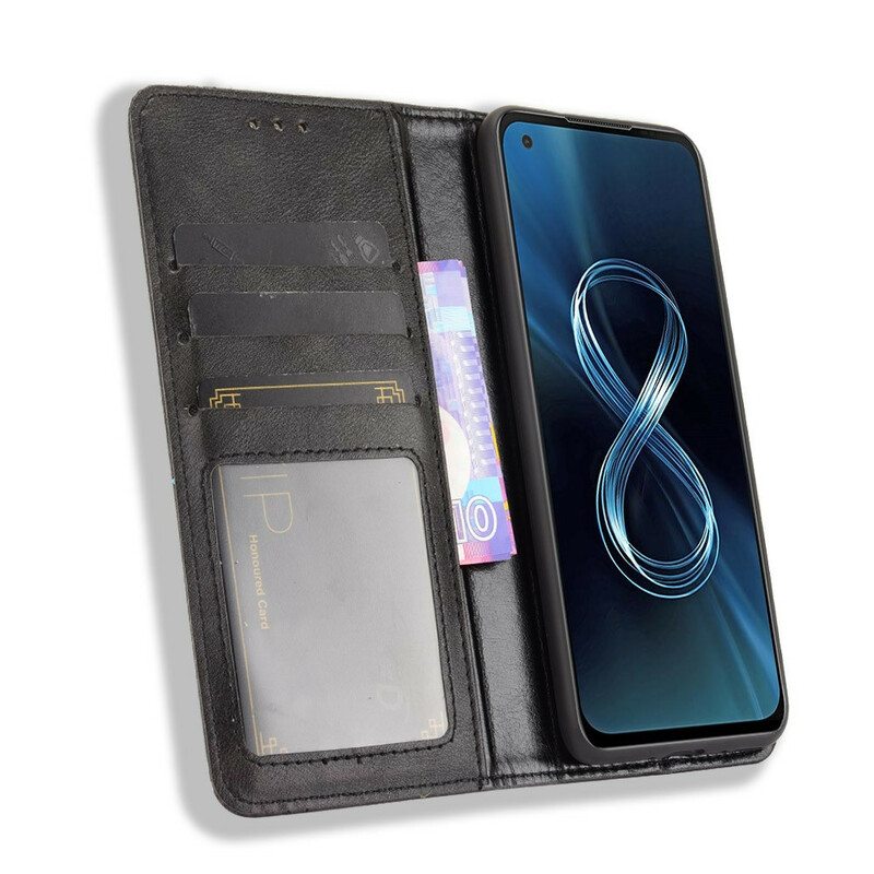 Puhelinkuoret Asus Zenfone 8 Kotelot Flip Tyylitelty Vintage-nahkaefekti