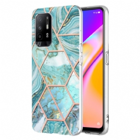 Case Oppo A94 5G Kiiltävä Geometrinen Marmori