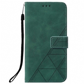 Flip Case Oppo A94 5G Keinonahkaa Hihnalla