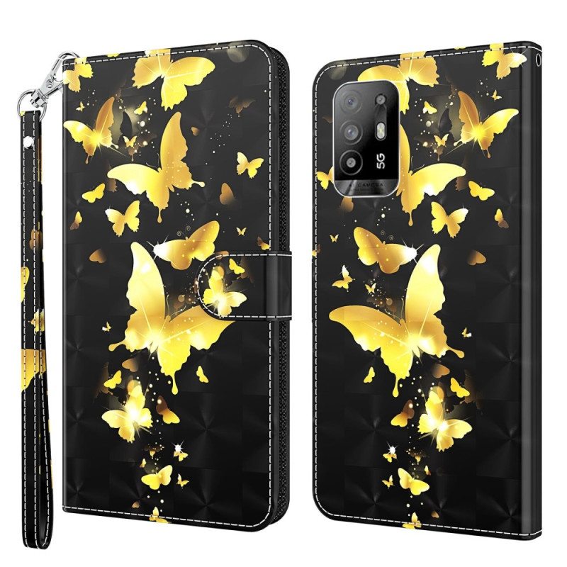 Flip Case Oppo A94 5G Perhonen Kaulanauhalla