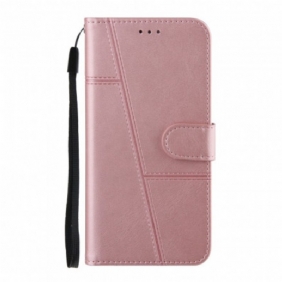 Flip Case Oppo A94 5G Suojaketju Kuori Strappy Geo Leather Effect