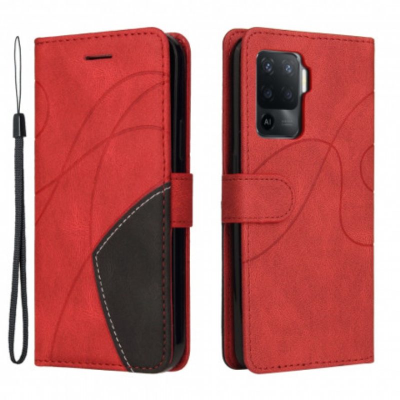 Kotelot Oppo A94 5G Kaksisävyinen Signature Faux Leather