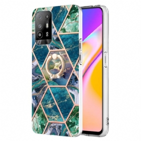 Kuori Oppo A94 5G Geometrinen Marmori Renkaalla