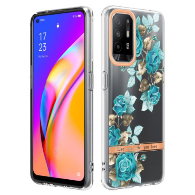 Kuori Oppo A94 5G Saumattomat Siniset Kukat